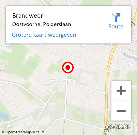 Locatie op kaart van de 112 melding: Brandweer Oostvoorne, Polderslaan op 15 februari 2023 19:29