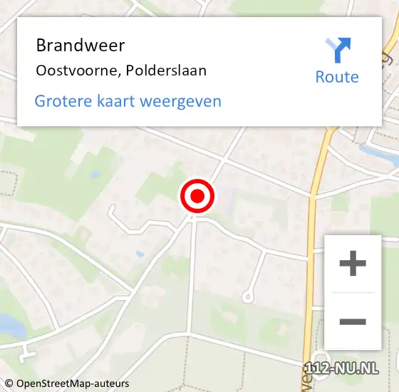 Locatie op kaart van de 112 melding: Brandweer Oostvoorne, Polderslaan op 15 februari 2023 19:43