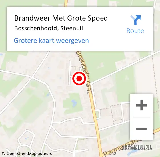 Locatie op kaart van de 112 melding: Brandweer Met Grote Spoed Naar Bosschenhoofd, Steenuil op 15 februari 2023 20:06