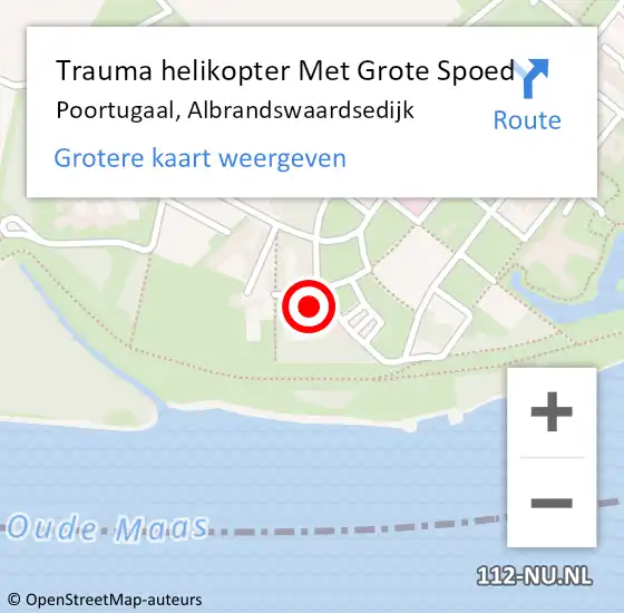 Locatie op kaart van de 112 melding: Trauma helikopter Met Grote Spoed Naar Poortugaal, Albrandswaardsedijk op 15 februari 2023 20:12