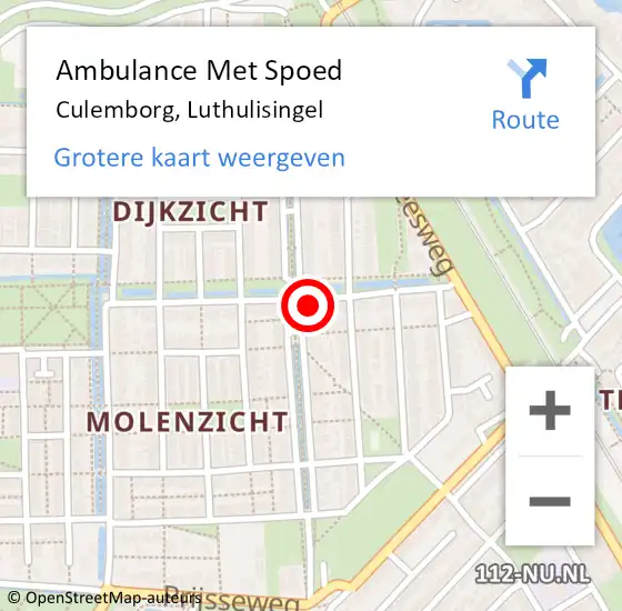 Locatie op kaart van de 112 melding: Ambulance Met Spoed Naar Culemborg, Luthulisingel op 15 februari 2023 20:39