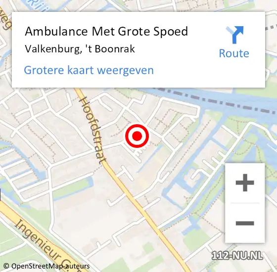 Locatie op kaart van de 112 melding: Ambulance Met Grote Spoed Naar Valkenburg, 't Boonrak op 15 februari 2023 20:50
