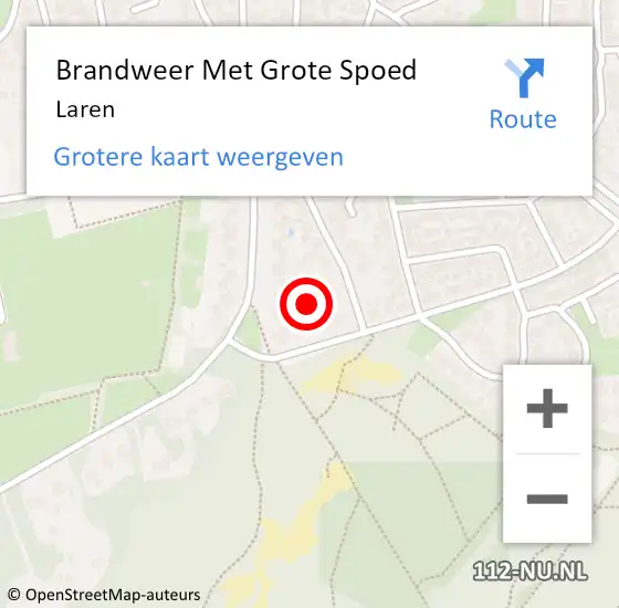 Locatie op kaart van de 112 melding: Brandweer Met Grote Spoed Naar Laren op 15 februari 2023 21:04