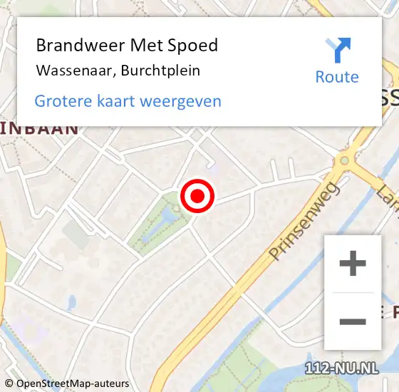 Locatie op kaart van de 112 melding: Brandweer Met Spoed Naar Wassenaar, Burchtplein op 15 februari 2023 21:20