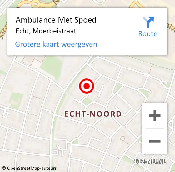 Locatie op kaart van de 112 melding: Ambulance Met Spoed Naar Echt, Moerbeistraat op 15 februari 2023 23:07