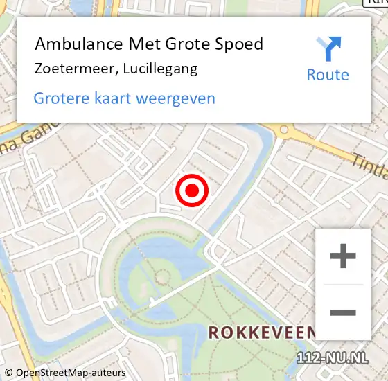 Locatie op kaart van de 112 melding: Ambulance Met Grote Spoed Naar Zoetermeer, Lucillegang op 16 februari 2023 00:19