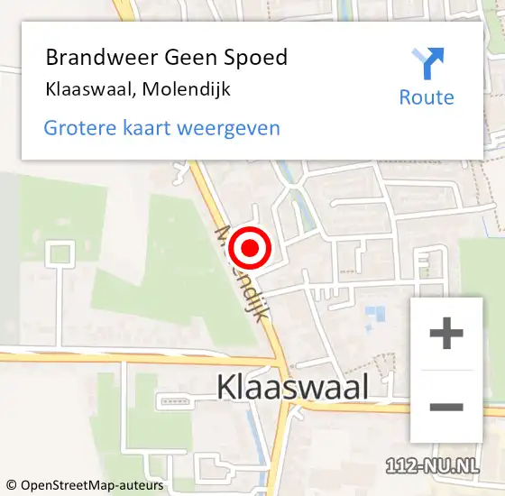 Locatie op kaart van de 112 melding: Brandweer Geen Spoed Naar Klaaswaal, Molendijk op 16 februari 2023 00:23