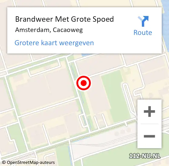 Locatie op kaart van de 112 melding: Brandweer Met Grote Spoed Naar Amsterdam, Cacaoweg op 16 februari 2023 00:30