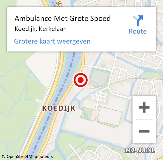 Locatie op kaart van de 112 melding: Ambulance Met Grote Spoed Naar Koedijk, Kerkelaan op 16 februari 2023 01:00