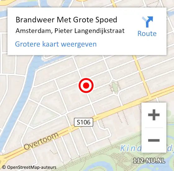 Locatie op kaart van de 112 melding: Brandweer Met Grote Spoed Naar Amsterdam, Pieter Langendijkstraat op 16 februari 2023 01:39