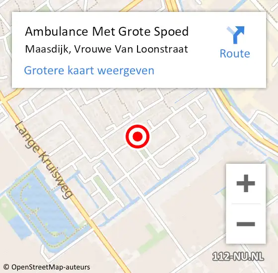 Locatie op kaart van de 112 melding: Ambulance Met Grote Spoed Naar Maasdijk, Vrouwe Van Loonstraat op 16 februari 2023 01:55