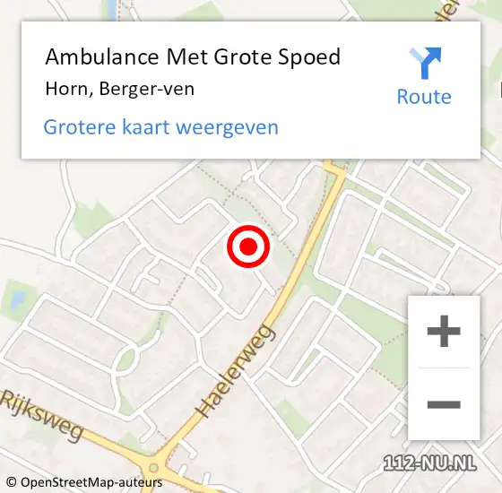 Locatie op kaart van de 112 melding: Ambulance Met Grote Spoed Naar Horn, Berger-ven op 16 februari 2023 02:09