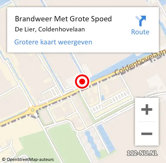 Locatie op kaart van de 112 melding: Brandweer Met Grote Spoed Naar De Lier, Coldenhovelaan op 16 februari 2023 02:34