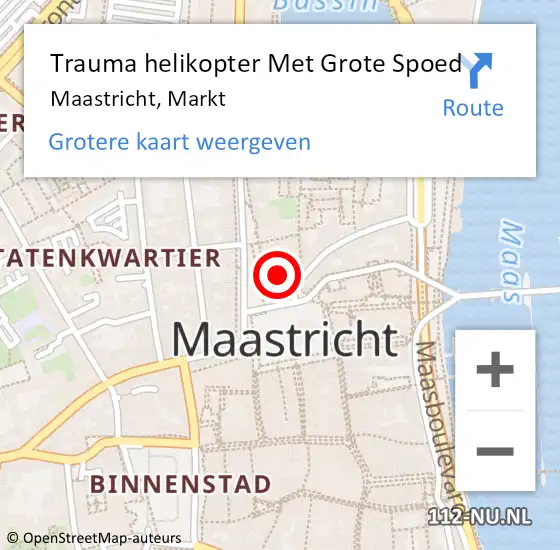 Locatie op kaart van de 112 melding: Trauma helikopter Met Grote Spoed Naar Maastricht, Markt op 16 februari 2023 03:03