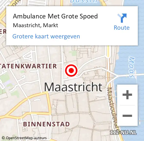 Locatie op kaart van de 112 melding: Ambulance Met Grote Spoed Naar Maastricht, Markt op 16 februari 2023 03:03