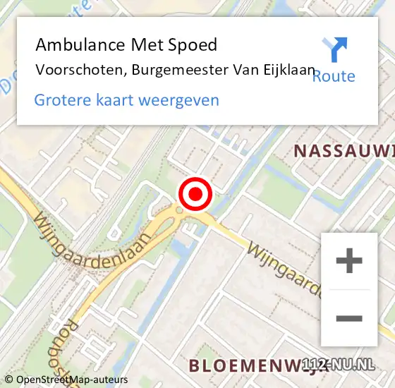 Locatie op kaart van de 112 melding: Ambulance Met Spoed Naar Voorschoten, Burgemeester Van Eijklaan op 16 februari 2023 03:19