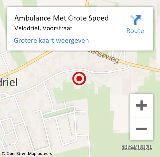 Locatie op kaart van de 112 melding: Ambulance Met Grote Spoed Naar Velddriel, Voorstraat op 16 februari 2023 04:38