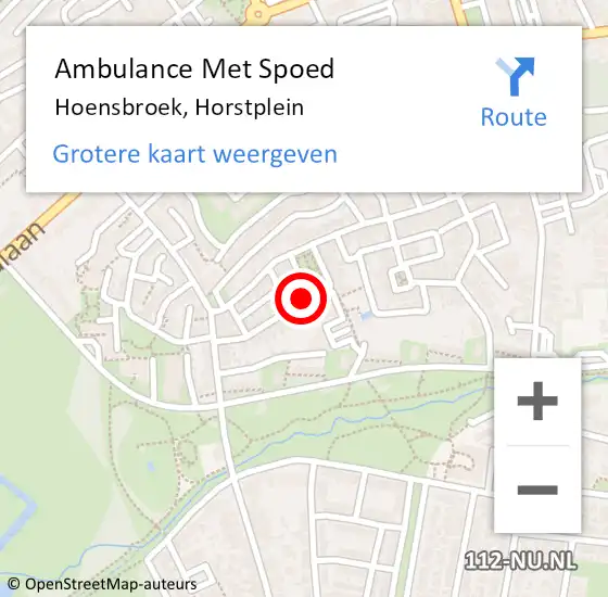 Locatie op kaart van de 112 melding: Ambulance Met Spoed Naar Hoensbroek, Horstplein op 15 augustus 2014 18:28