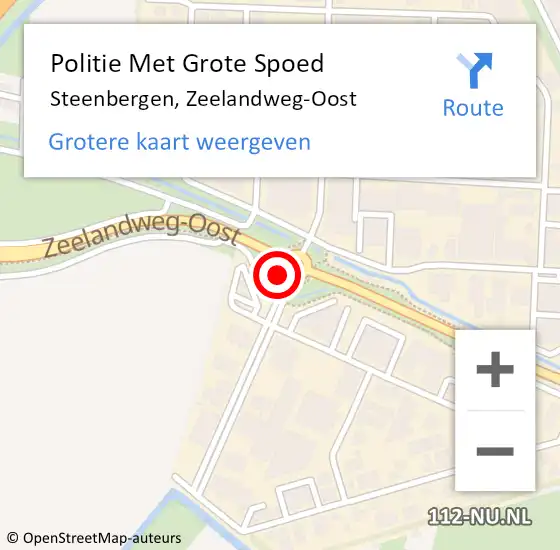 Locatie op kaart van de 112 melding: Politie Met Grote Spoed Naar Steenbergen, Zeelandweg-Oost op 16 februari 2023 05:25