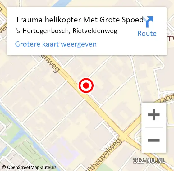 Locatie op kaart van de 112 melding: Trauma helikopter Met Grote Spoed Naar 's-Hertogenbosch, Rietveldenweg op 16 februari 2023 06:04