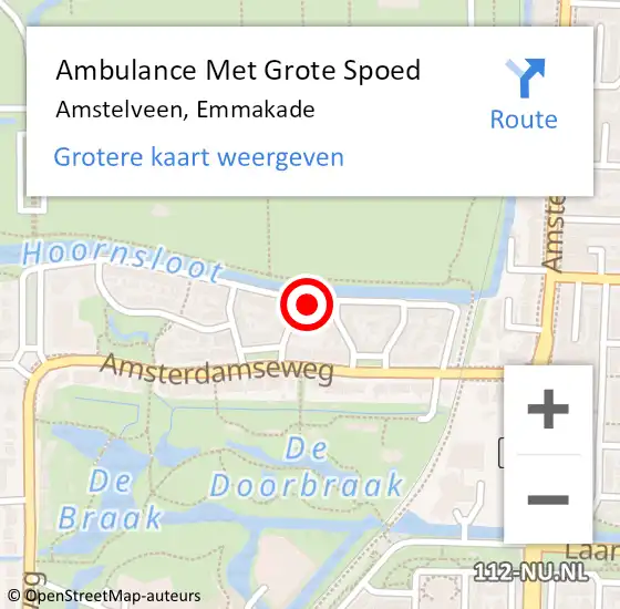 Locatie op kaart van de 112 melding: Ambulance Met Grote Spoed Naar Amstelveen, Emmakade op 16 februari 2023 07:08