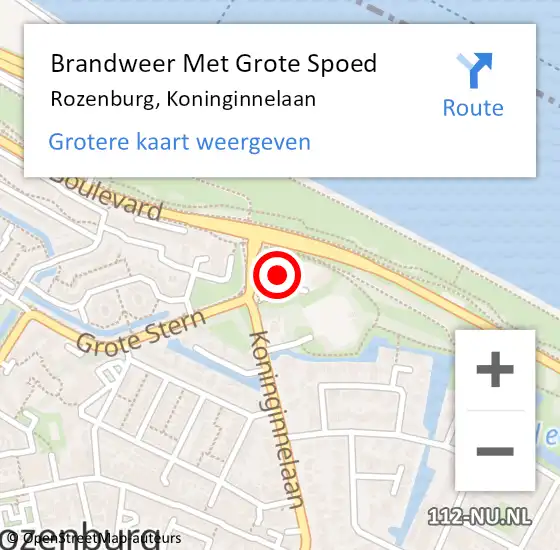 Locatie op kaart van de 112 melding: Brandweer Met Grote Spoed Naar Rozenburg, Koninginnelaan op 16 februari 2023 07:36