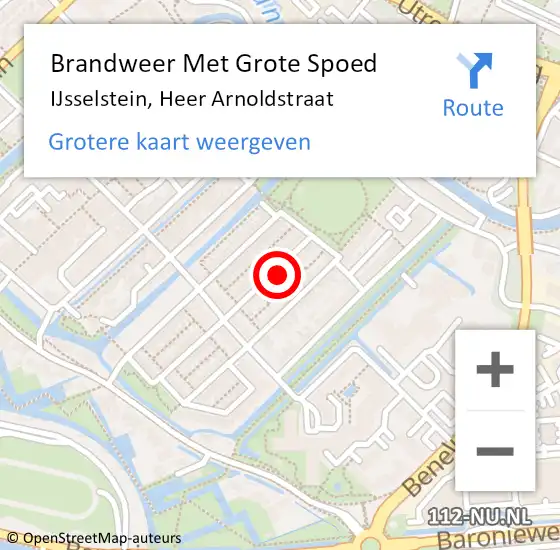 Locatie op kaart van de 112 melding: Brandweer Met Grote Spoed Naar IJsselstein, Heer Arnoldstraat op 16 februari 2023 07:42