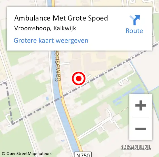 Locatie op kaart van de 112 melding: Ambulance Met Grote Spoed Naar Vroomshoop, Kalkwijk op 16 februari 2023 07:48