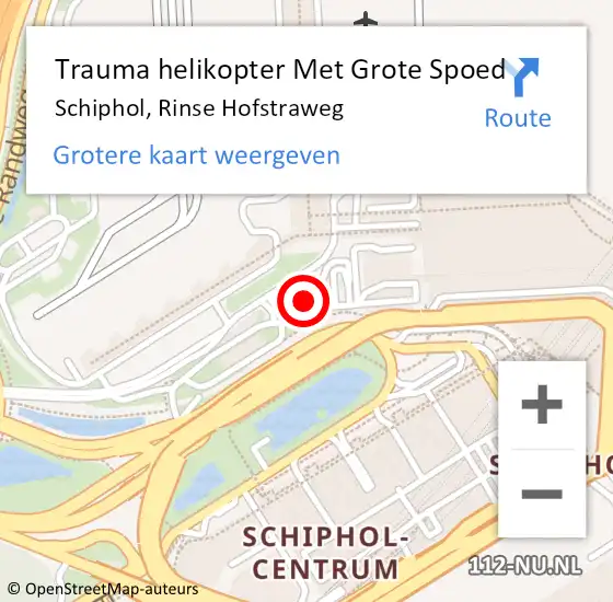Locatie op kaart van de 112 melding: Trauma helikopter Met Grote Spoed Naar Schiphol, Rinse Hofstraweg op 16 februari 2023 07:52