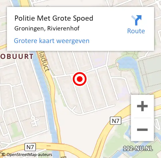 Locatie op kaart van de 112 melding: Politie Met Grote Spoed Naar Groningen, Rivierenhof op 16 februari 2023 07:57