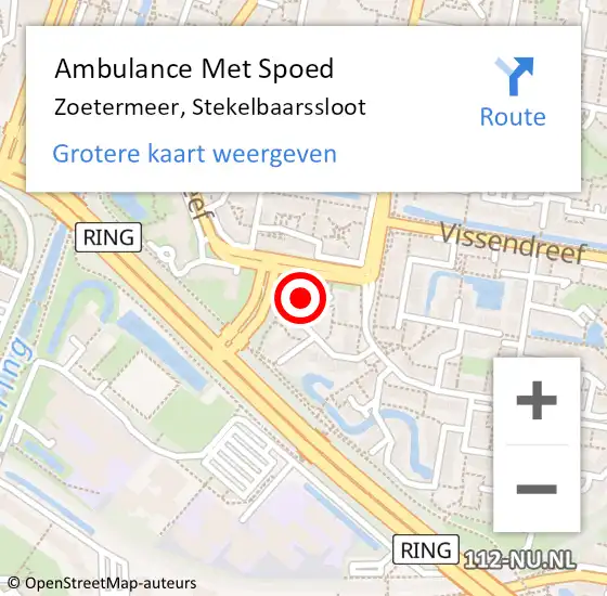 Locatie op kaart van de 112 melding: Ambulance Met Spoed Naar Zoetermeer, Stekelbaarssloot op 16 februari 2023 08:05