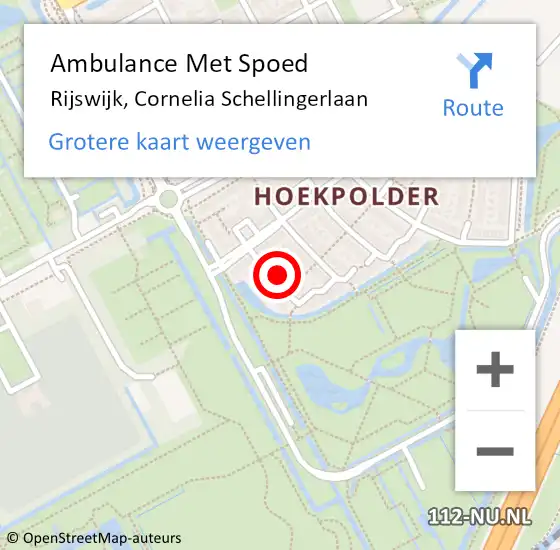 Locatie op kaart van de 112 melding: Ambulance Met Spoed Naar Rijswijk, Cornelia Schellingerlaan op 16 februari 2023 08:22