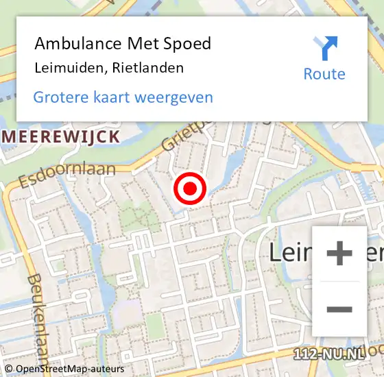 Locatie op kaart van de 112 melding: Ambulance Met Spoed Naar Leimuiden, Rietlanden op 16 februari 2023 08:45