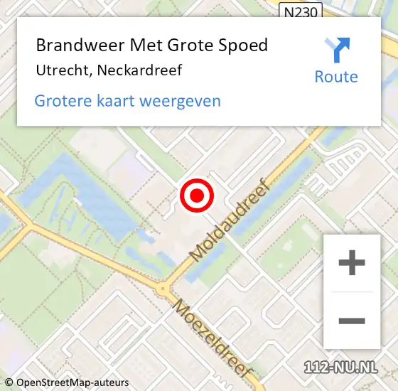 Locatie op kaart van de 112 melding: Brandweer Met Grote Spoed Naar Utrecht, Neckardreef op 16 februari 2023 08:48
