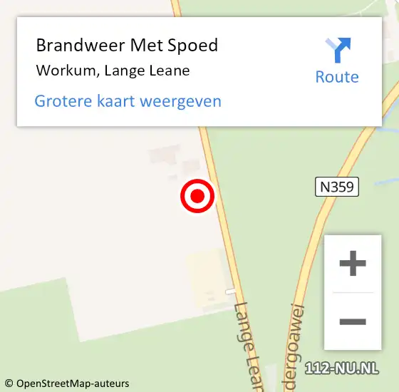 Locatie op kaart van de 112 melding: Brandweer Met Spoed Naar Workum, Lange Leane op 16 februari 2023 08:54