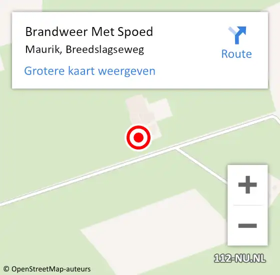 Locatie op kaart van de 112 melding: Brandweer Met Spoed Naar Maurik, Breedslagseweg op 16 februari 2023 09:10