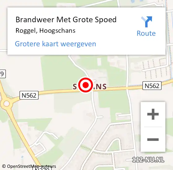 Locatie op kaart van de 112 melding: Brandweer Met Grote Spoed Naar Roggel, Hoogschans op 16 februari 2023 09:37