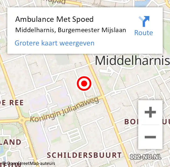 Locatie op kaart van de 112 melding: Ambulance Met Spoed Naar Middelharnis, Burgemeester Mijslaan op 16 februari 2023 09:43