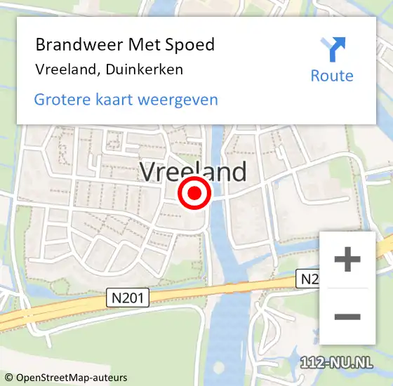 Locatie op kaart van de 112 melding: Brandweer Met Spoed Naar Vreeland, Duinkerken op 16 februari 2023 09:54