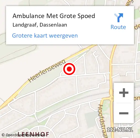 Locatie op kaart van de 112 melding: Ambulance Met Grote Spoed Naar Landgraaf, Dassenlaan op 15 augustus 2014 18:53