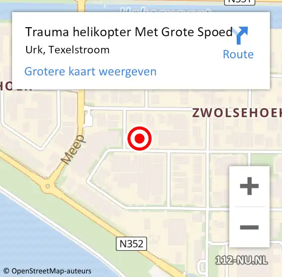 Locatie op kaart van de 112 melding: Trauma helikopter Met Grote Spoed Naar Urk, Texelstroom op 16 februari 2023 10:02