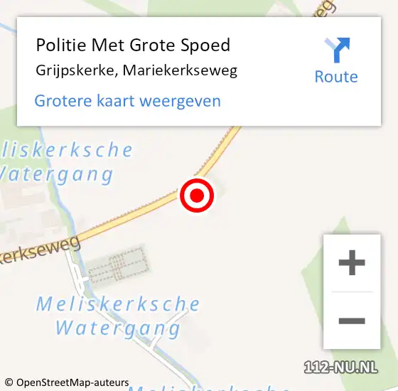 Locatie op kaart van de 112 melding: Politie Met Grote Spoed Naar Grijpskerke, Mariekerkseweg op 16 februari 2023 10:28