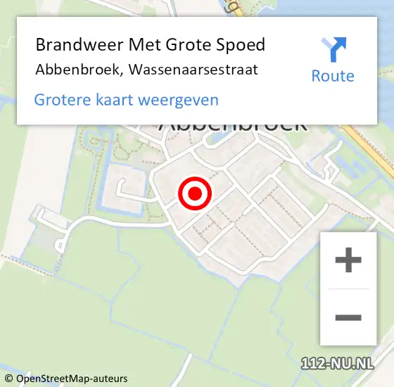 Locatie op kaart van de 112 melding: Brandweer Met Grote Spoed Naar Abbenbroek, Wassenaarsestraat op 16 februari 2023 10:49