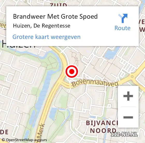 Locatie op kaart van de 112 melding: Brandweer Met Grote Spoed Naar Huizen, De Regentesse op 16 februari 2023 11:34