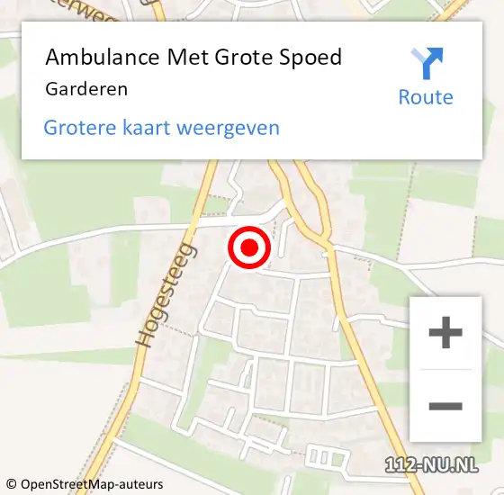 Locatie op kaart van de 112 melding: Ambulance Met Grote Spoed Naar Garderen op 16 februari 2023 11:56