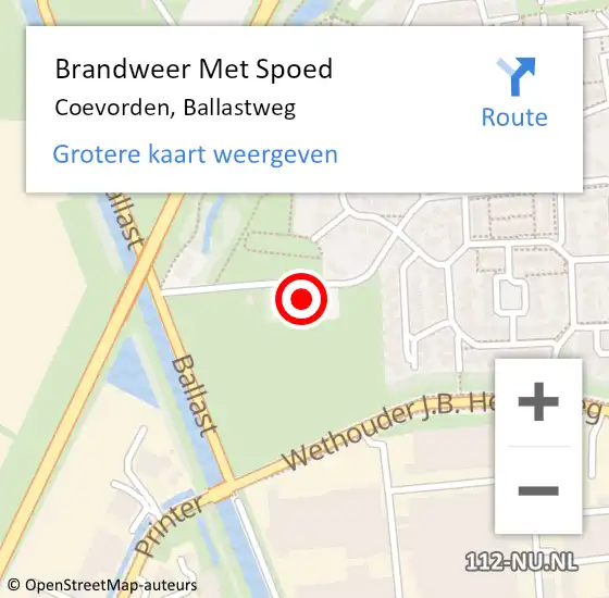 Locatie op kaart van de 112 melding: Brandweer Met Spoed Naar Coevorden, Ballastweg op 15 augustus 2014 19:11