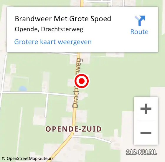 Locatie op kaart van de 112 melding: Brandweer Met Grote Spoed Naar Opende, Drachtsterweg op 16 februari 2023 12:15