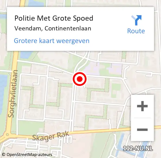 Locatie op kaart van de 112 melding: Politie Met Grote Spoed Naar Veendam, Continentenlaan op 16 februari 2023 12:27