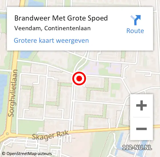 Locatie op kaart van de 112 melding: Brandweer Met Grote Spoed Naar Veendam, Continentenlaan op 16 februari 2023 12:28