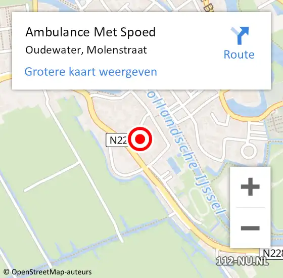 Locatie op kaart van de 112 melding: Ambulance Met Spoed Naar Oudewater, Molenstraat op 15 augustus 2014 19:16